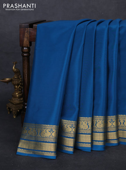 Peacock Blue Pure Mysore Silk