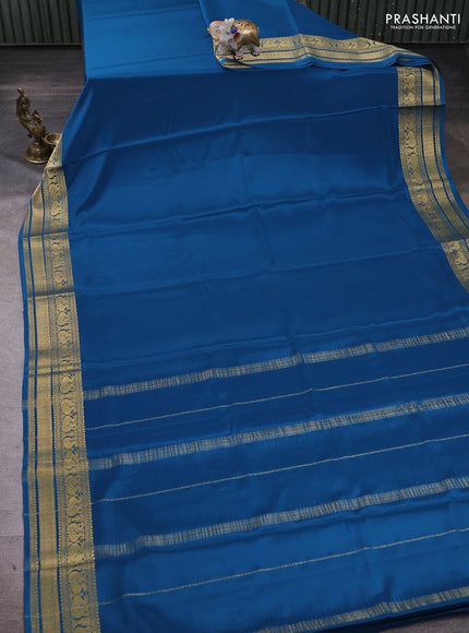 Peacock Blue Pure Mysore Silk