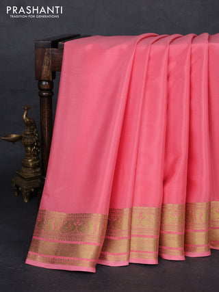 Peach Pink Pure Mysore Silk