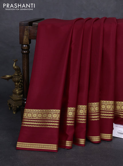 Maroon Pure Mysore Silk Saree