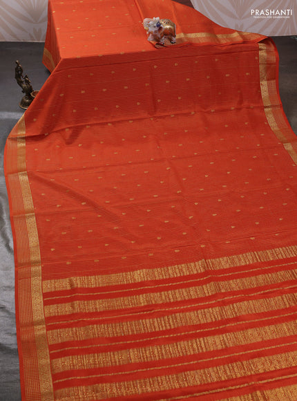 Orange Pure Mysore Silk Saree