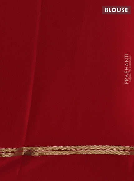 Lime Green & Red Pure Mysore Silk - Buttas