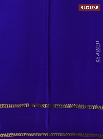 Aque Blue & Royal Blue Pure Mysore Silk Saree