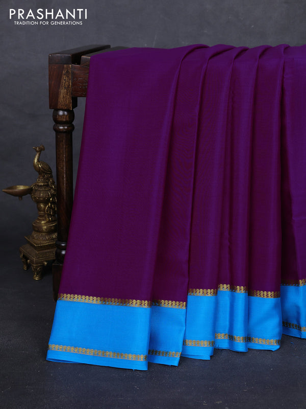 Purple & Cs Blue Pure Mysore Silk Saree