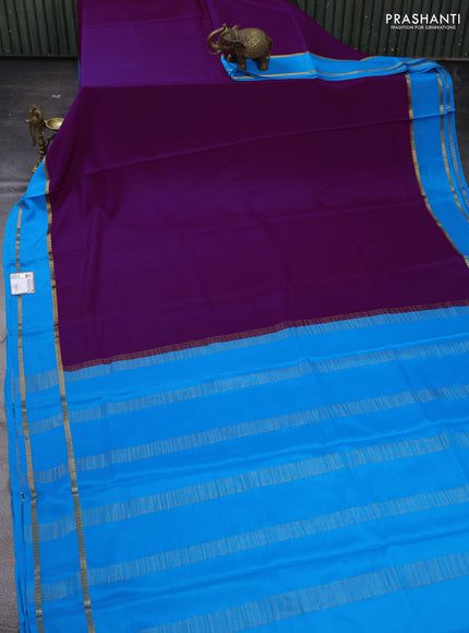 Purple & Cs Blue Pure Mysore Silk Saree