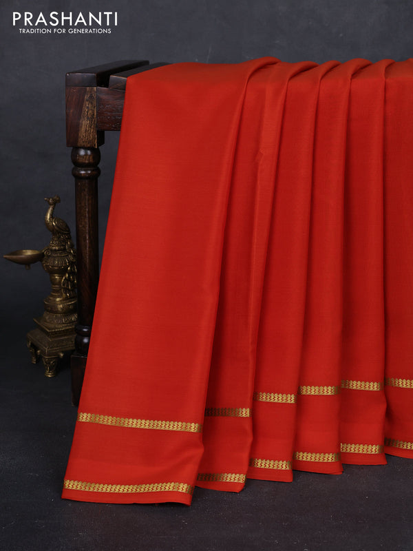 Rust Pure Mysore Silk Saree