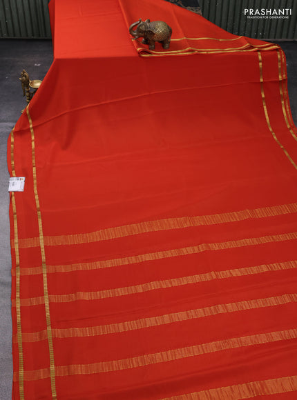 Rust Pure Mysore Silk Saree