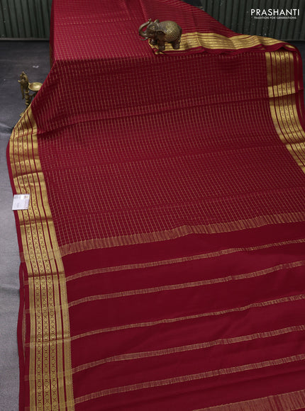 Maroon Pure Mysore Silk - Checks