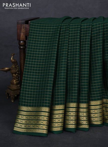 Green Pure Mysore Silk - Checks