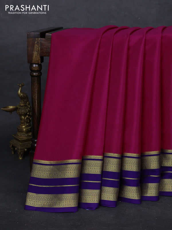 Pink & Blue Pure Mysore Silk Saree