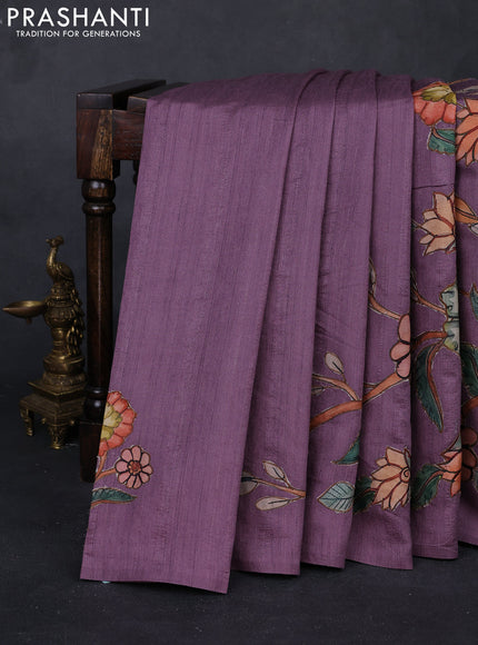 Purple Semi Tussar Saree - Applique Work