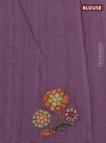 Purple Semi Tussar Saree - Applique Work