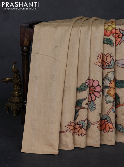 Beige Semi Tussar Saree - Applique Work