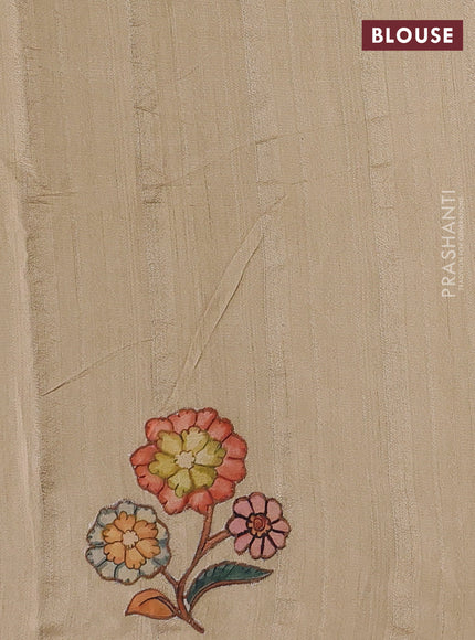 Beige Semi Tussar Saree - Applique Work