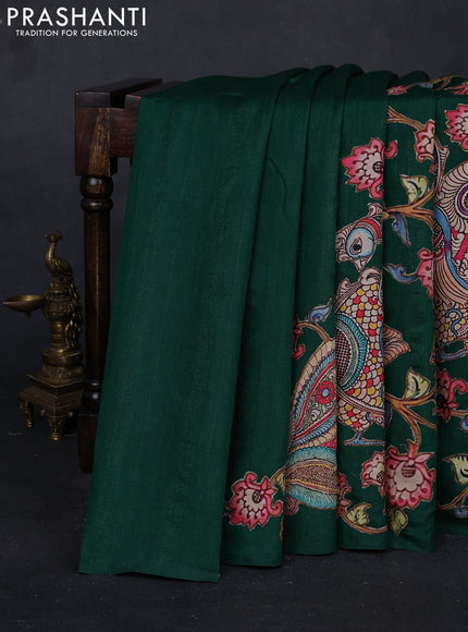 Green Semi Tussar Saree - Applique Work
