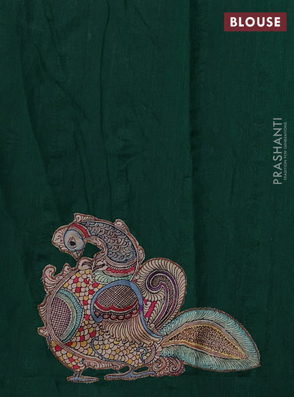 Green Semi Tussar Saree - Applique Work