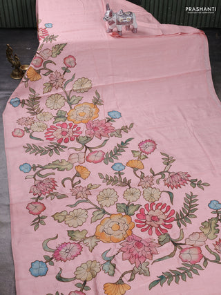 Peach Semi Tussar Saree - Applique Work