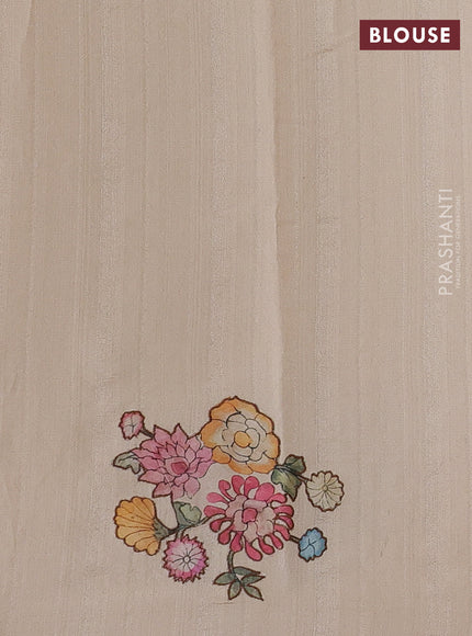 Beige Semi Tussar Saree - Applique Work