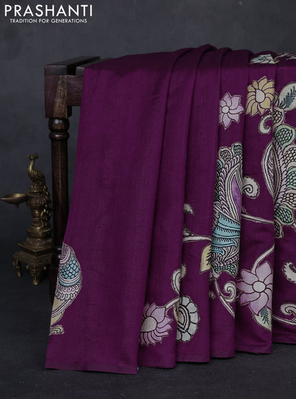 Purple Semi Tussar Saree - Applique Work
