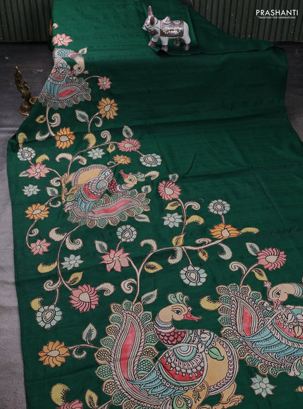 Green Semi Tussar Saree - Applique Work