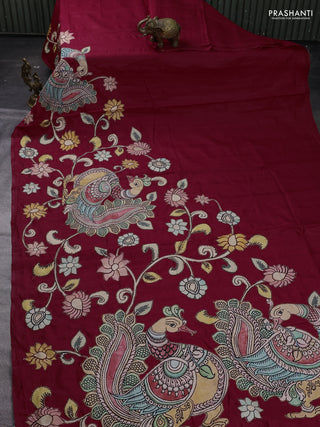 Red Semi Tussar Saree - Applique Work