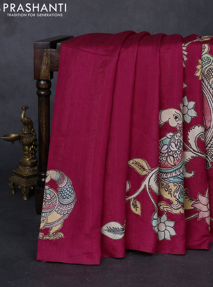 Pink Semi Tussar Saree - Applique Work