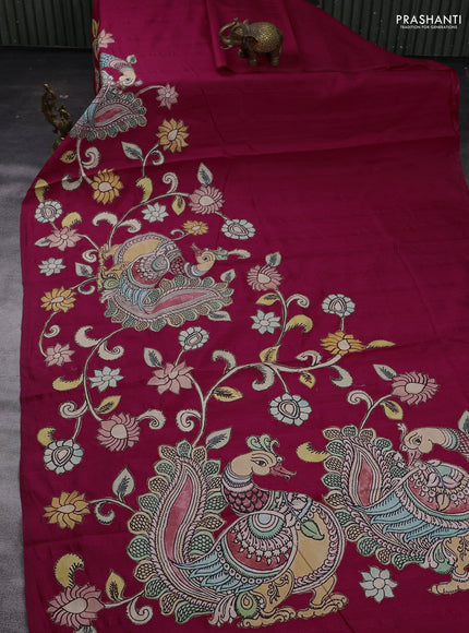 Pink Semi Tussar Saree - Applique Work