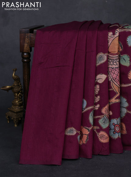 Purple Semi Tussar Saree - Applique Work