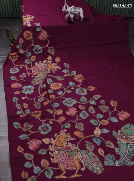 Purple Semi Tussar Saree - Applique Work