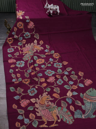 Purple Semi Tussar Saree - Applique Work
