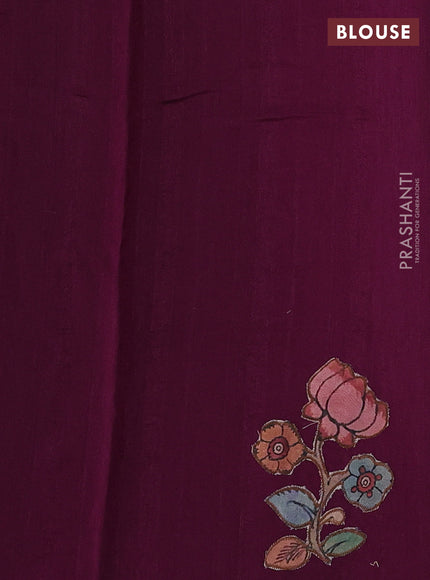 Purple Semi Tussar Saree - Applique Work