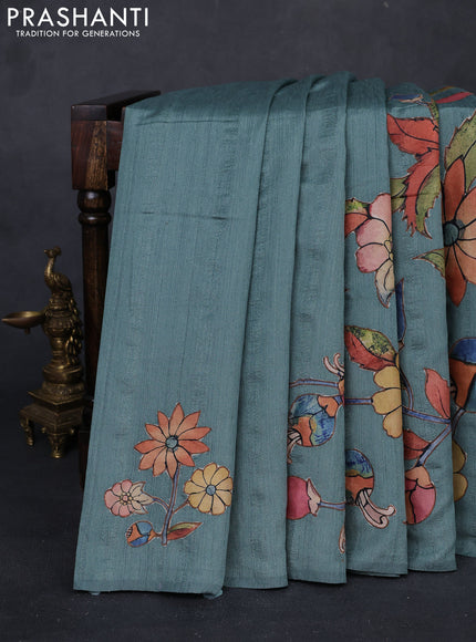 Green Semi Tussar Saree - Applique Work