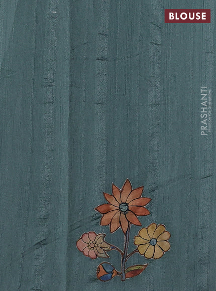 Green Semi Tussar Saree - Applique Work