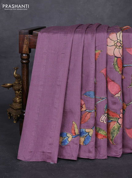 Purple Semi Tussar Saree - Applique Work