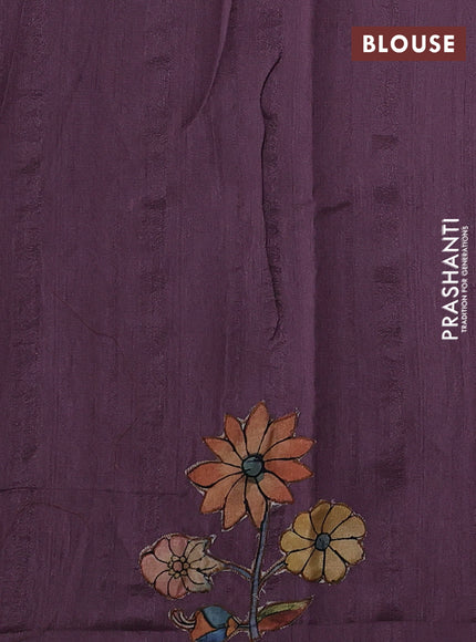 Purple Semi Tussar Saree - Applique Work
