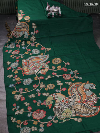 Green Semi Tussar Saree - Applique Work
