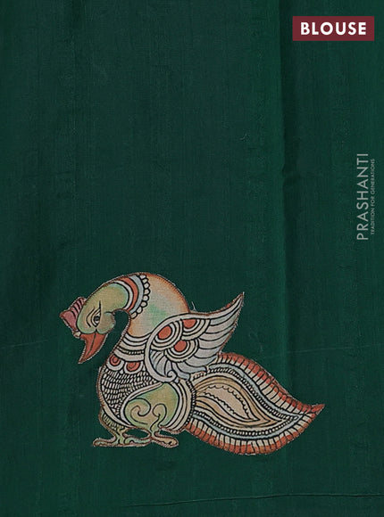 Green Semi Tussar Saree - Applique Work