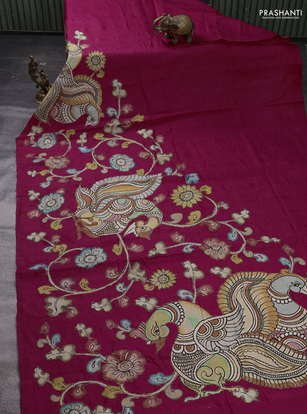 Pink Semi Tussar Saree - Applique Work