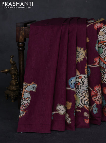 Purple Semi Tussar Saree - Applique Work