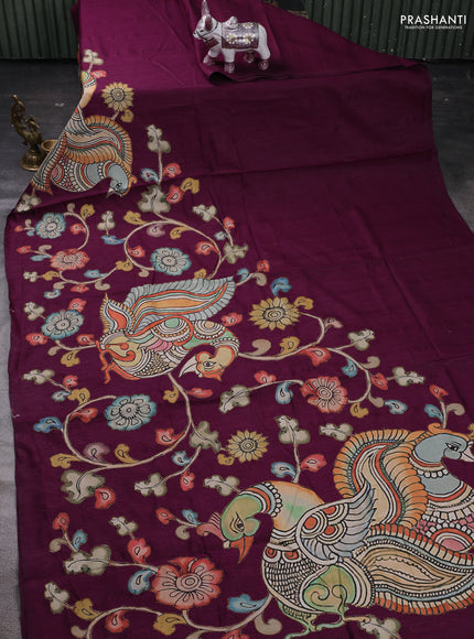 Purple Semi Tussar Saree - Applique Work