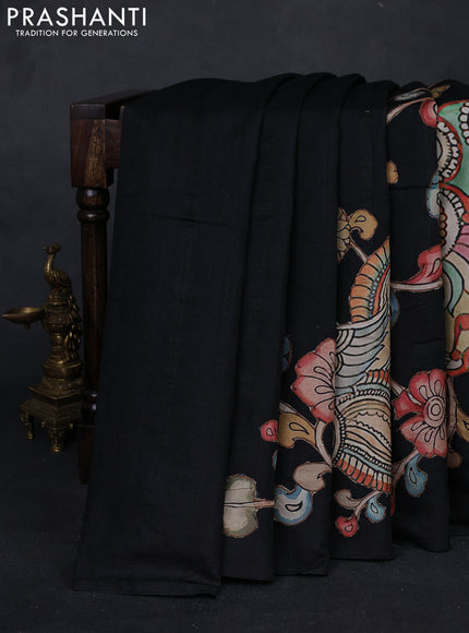 Black Semi Tussar Saree - Applique Work