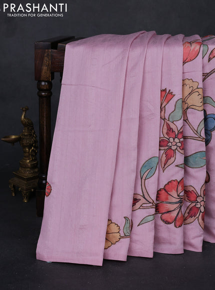 Lotus Pink Semi Tussar Saree - Applique Work