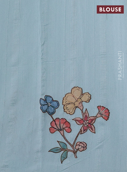 Aque Blue Semi Tussar Saree - Applique Work
