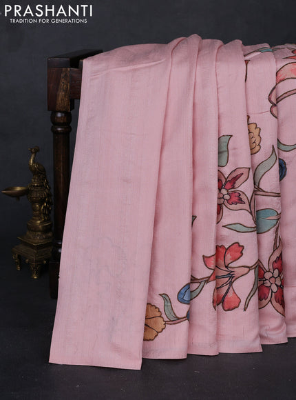 Peach Semi Tussar Saree - Applique Work