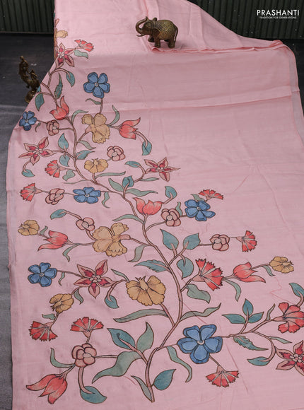Peach Semi Tussar Saree - Applique Work