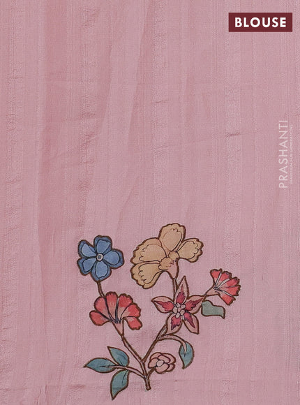 Peach Semi Tussar Saree - Applique Work