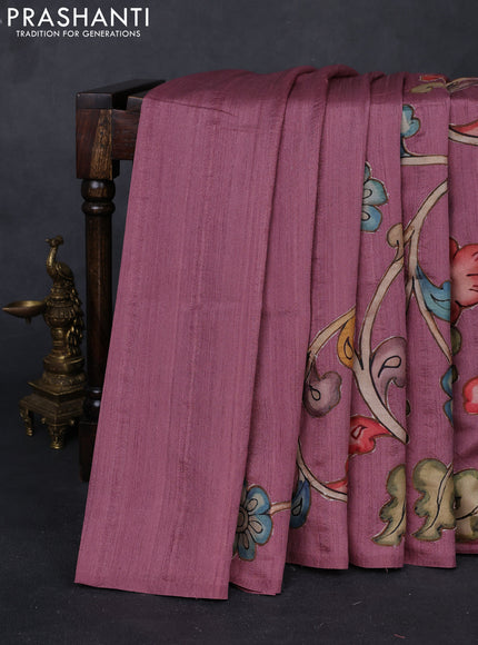 Mauve Pink Semi Tussar Saree - Applique Work
