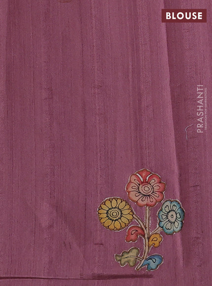 Mauve Pink Semi Tussar Saree - Applique Work
