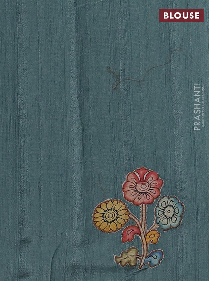 Green Semi Tussar Saree - Applique Work
