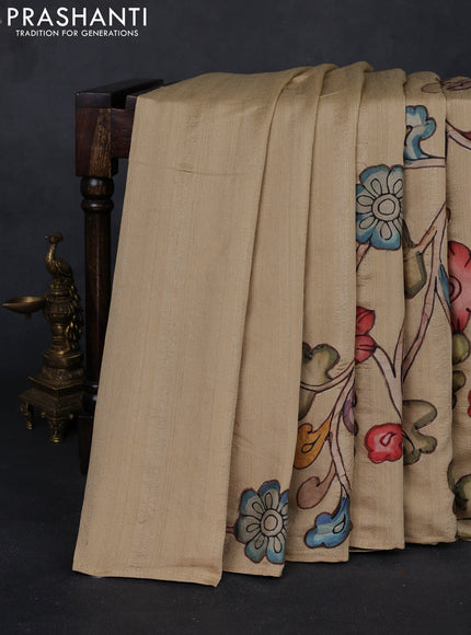 Beige Semi Tussar Saree - Applique Work
